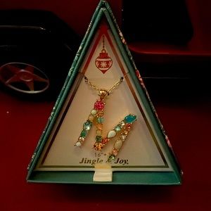 Jingle & Joy “M” Necklace NWT